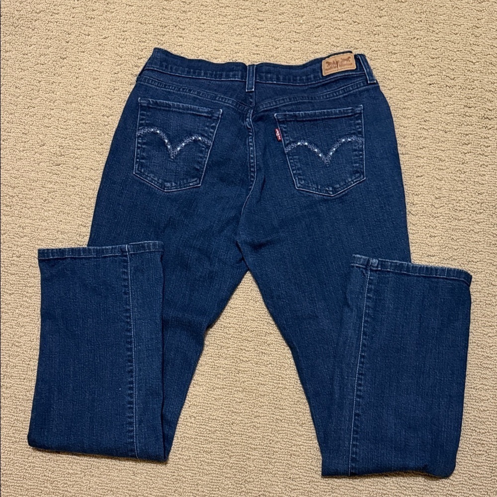 Levi's Dark Blue 505 Straight Leg Women's Jeans with Embroidery Size 10, 30X32.